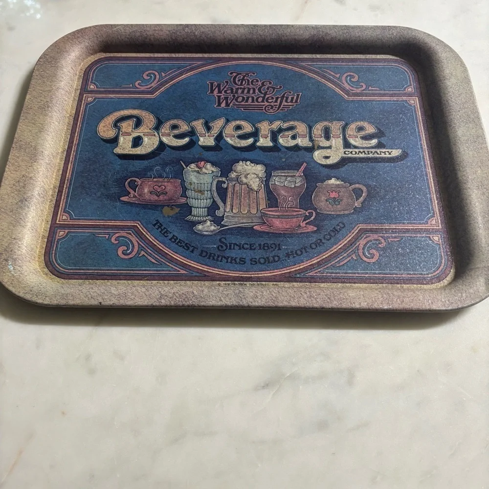 Vintage 1979 Pentron tin serving tray “The Warm & Wonderful Beverage Company” - Picture 2 of 7